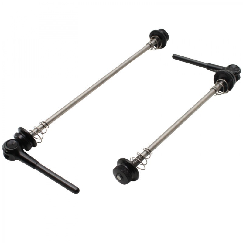 BLOCAGE RAPIDE DE ROUE ROUTE AVANT   ARRIERE AXE ET EMBOUT EN TITANE ANODISE NOIR (PAIRE 42g) (KIT 2 PIECES)