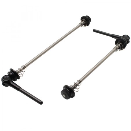 BLOCAGE RAPIDE DE ROUE ROUTE AVANT   ARRIERE AXE ET EMBOUT EN TITANE ANODISE NOIR (PAIRE 42g) (KIT 2 PIECES)
