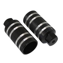 REPOSE PIED BMX ALU DIAM 50mm NOIR RAINURES ARGENT L110mm FILETAGE DIAM 9mm (PAIRE)
