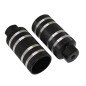 REPOSE PIED BMX ALU DIAM 50mm NOIR RAINURES ARGENT L110mm FILETAGE DIAM 9mm (PAIRE)
