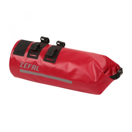 SACOCHE DE CINTRE-GUIDON VELO ZEFAL Z ADVENTURE F18 AERO ROUGE FIXATION VELCROS (Lg41cmxD16.5 - 8 LITRES)