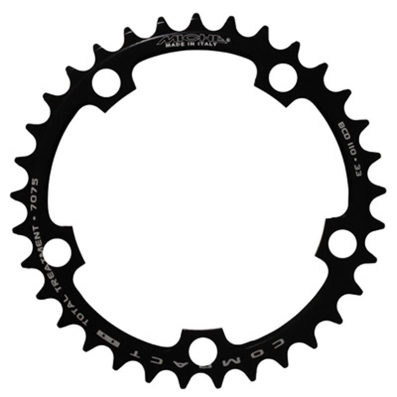 PLATEAU ROUTE 5BRA D.110 MICHE 33DTS INTERIEUR TYPE SHIMANO ET CAMPA ALU NOIR 9-10V.