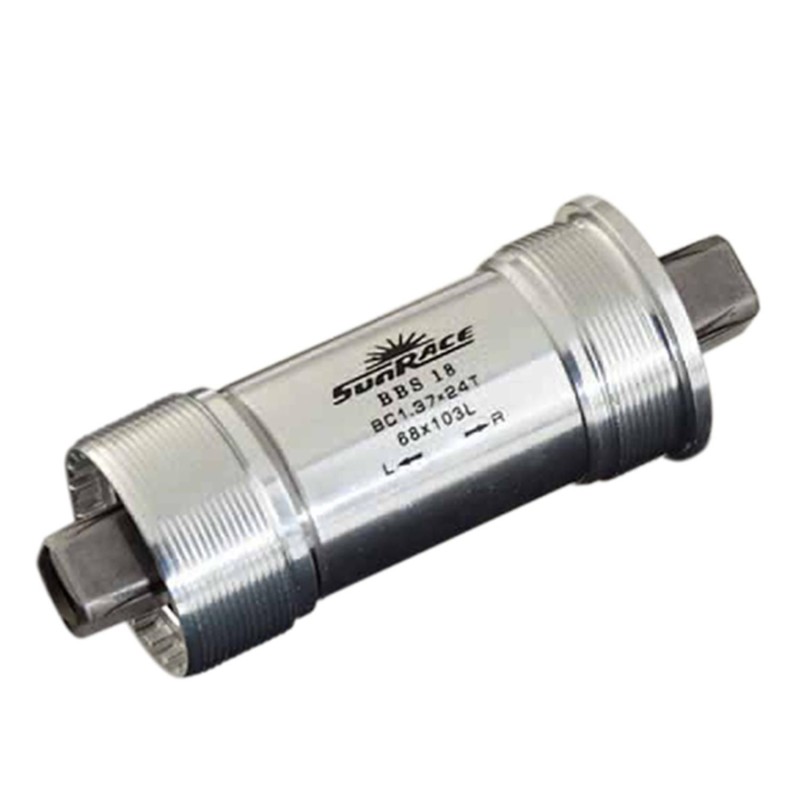 BOITIER PEDALIER CARRE L122 SUNRACE ALU F.BSC CUVETTES ACIER (68MM)