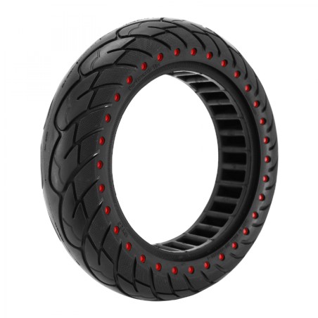 PNEU TROTTINETTE 10 X 2.50  NOIR POINT ROUGE - PNEU PLEIN (NINEBOT MAX G30 SERIES) ( pour jante largeur 44mm, diamètre inter