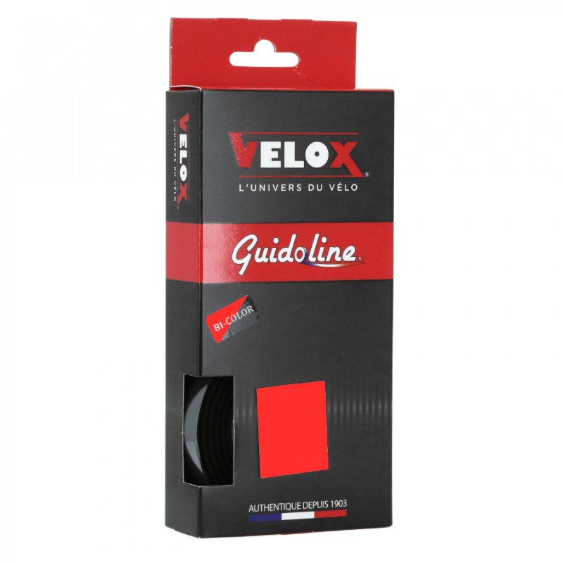 Ruban de guidon Velox maxi cork bicolor noir-rouge