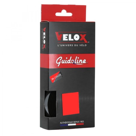 Ruban de guidon Velox maxi cork bicolor noir-rouge