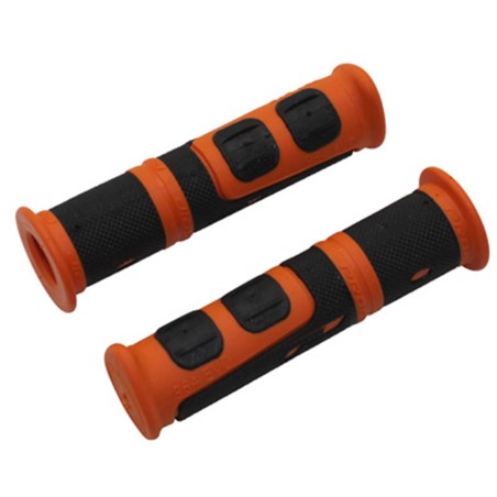 POIGNEE VTT PROGRIP 964 EVO NOIR-ORANGE  Ø22mm L120mm PREDECOUPE POUR 90mm (PAIRE)