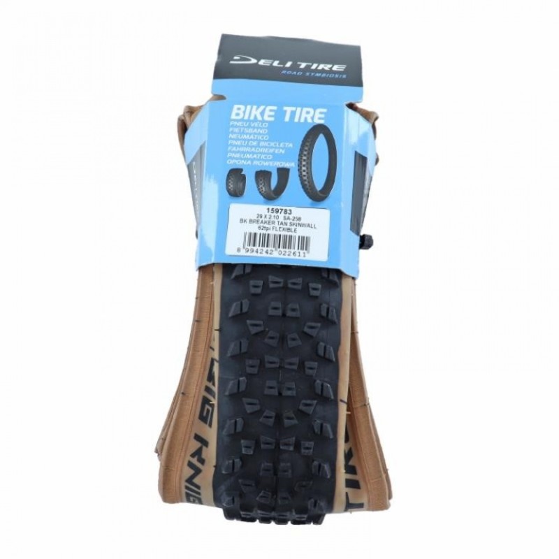 Pneu vtt 29x2.10 ts Deli big knight anti-crevaison 1.3mm noir/marron tan sa-258 (54-622)
