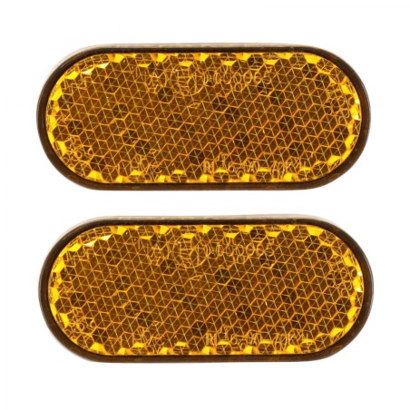 REFLECTEUR - CATADIOPTRE VELO FIXATION LATERALE ORANGE ADHESIF - 50X22 (VENDU A LA PAIRE)