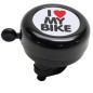 SONNETTE TIMBRE P2R ALU NOIR ''I LOVE MY BIKE'' 50mm (VENDU A L'UNITE)