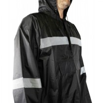 PONCHO ANTI PLUIE ADULTE P2R S NOIR WATERPROOF AVEC CAPUCHE - TAILLE 1.60 à 1.68m