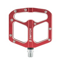 PEDALE VTT DESCENTE - BMX SWITCH GAP ROUGE ALU FILETAGE 9-16 AVEC PICOTS ARGENT (PAIRE)