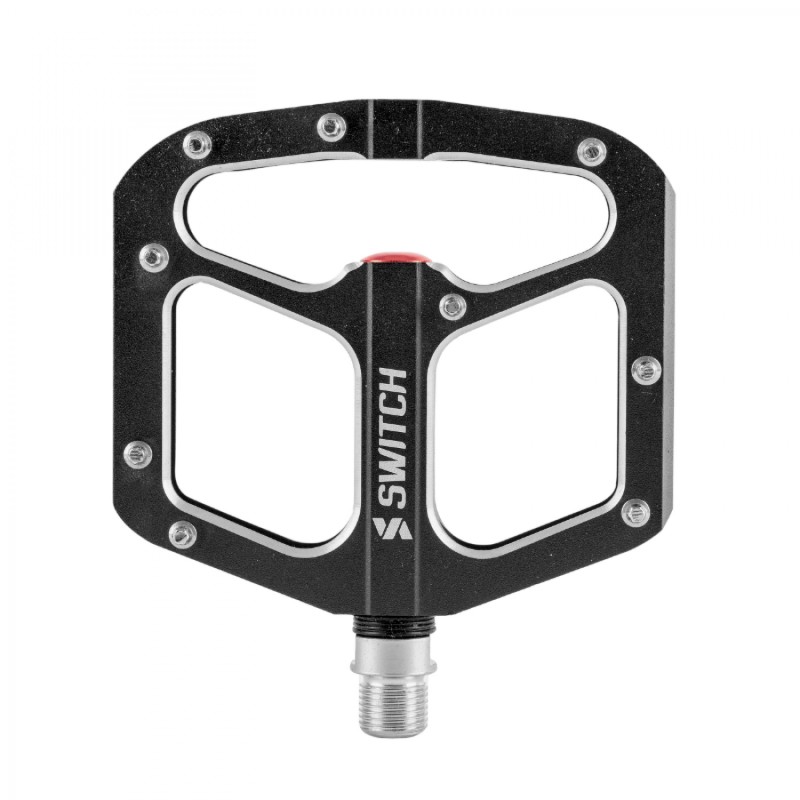 PEDALE VTT DESCENTE - BMX SWITCH GAP NOIR ALU FILETAGE 9-16 AVEC PICOTS ARGENT (PAIRE)