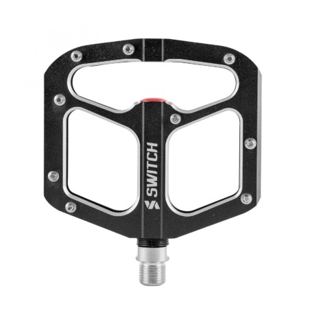 PEDALE VTT DESCENTE - BMX SWITCH GAP NOIR ALU FILETAGE 9-16 AVEC PICOTS ARGENT (PAIRE)