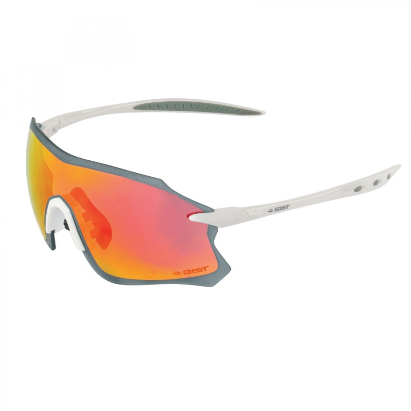 LUNETTES VELO GIST ADULTE PACK MONTURE BLANC VERRES SOLAIRES MIROIR ROUGE - PROTECTION 100% UV - UVA - UVB) ULTRA LEGERE