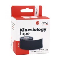 BANDE ADHESIVE TAPE KINESIOLOGY NOIR REVVI 50 mm x 5 M STIMULE L'ACTIVITE SANGUINE