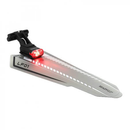 GARDE BOUE ROUTE-VTT READYGO ARRIERE NOIR AVEC ECLAIRAGE USB 30 LUMENS FIXATION SUR CHARIOT DE SELLE (VENDU SUR CARTE)