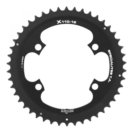 PLATEAU ROUTE 4BRA D.110 POUR SHIMANO ULTEGRA R8100-8170 DURA-ACE R9200-9270 105 R7100 TA X110 39DTS INTERIEUR NOIR 12V.
