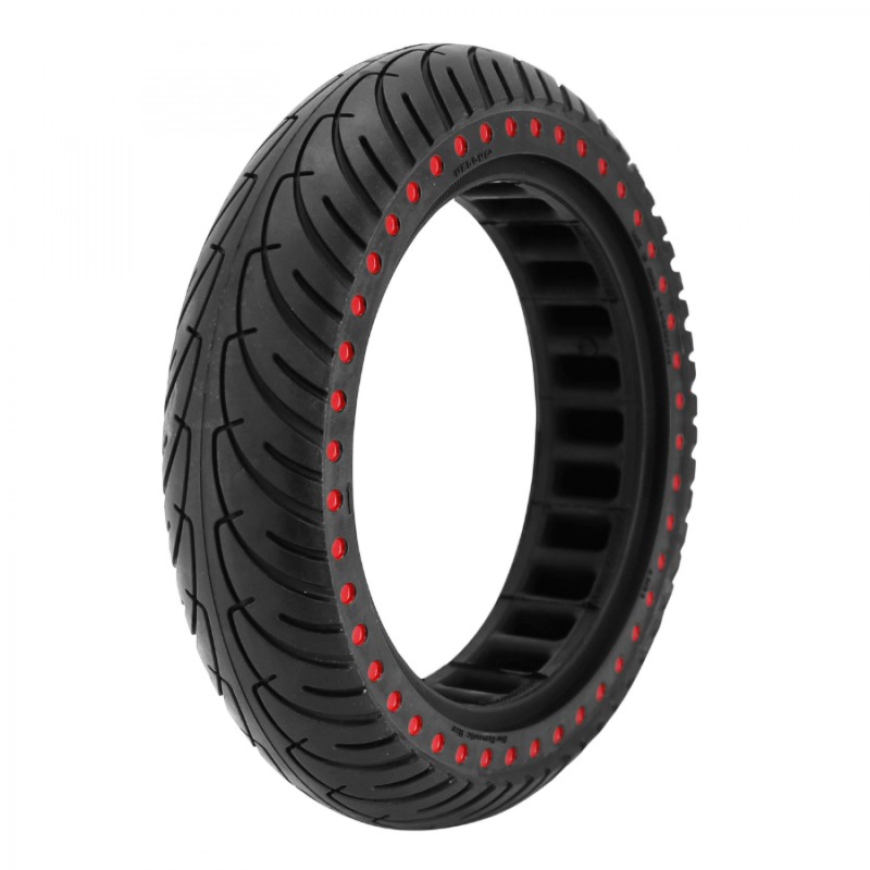 PNEU TROTTINETTE  8.5 X 2.00 NID POINT ROUGE NOIR - PNEU PLEIN (POUR XIAOMI M365 ET AUTRES)