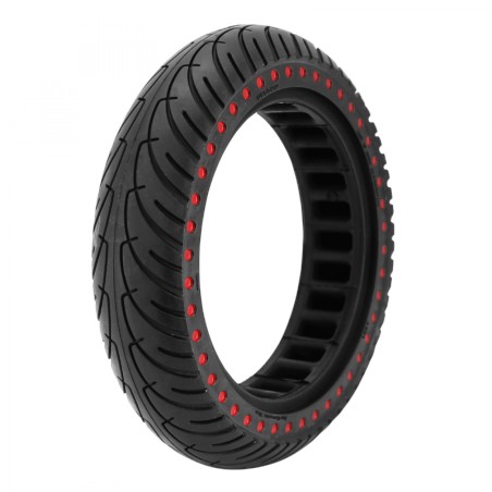 PNEU TROTTINETTE  8.5 X 2.00 NID POINT ROUGE NOIR - PNEU PLEIN (POUR XIAOMI M365 ET AUTRES)