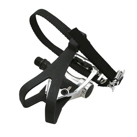PEDALE ROUTE-PISTE ALU VELGO ARGENT 9-16" AVEC CALE PIED   COURROIE
