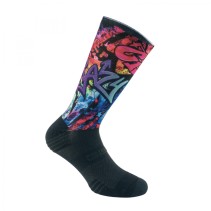 CHAUSSETTES-SOCQUETTES ETE GIST NOIR COVERING GRAPHITY NOIR ET DESIGN MUTICOLOR 38-42 ECOLOGIQUE - HAUTEUR 22 cm   (PAIRE) 