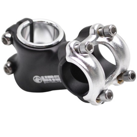 POTENCE ROUTE-VTT UNO ALU NOIR CAPOT ARGENT RELEVE 25° 25,4 L 60mm POUR POTENCE 1" ET  1" 1-8