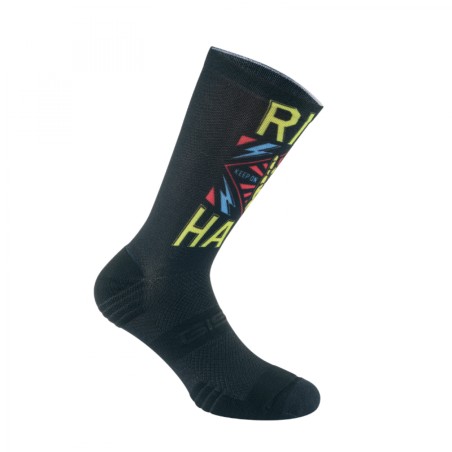 CHAUSSETTES-SOCQUETTES ETE GIST NOIR RIDE HARD NOIR ET DESIGN MUTICOLOR 43-47 ECOLOGIQUE - HAUTEUR 22 cm   (PAIRE)  -5868