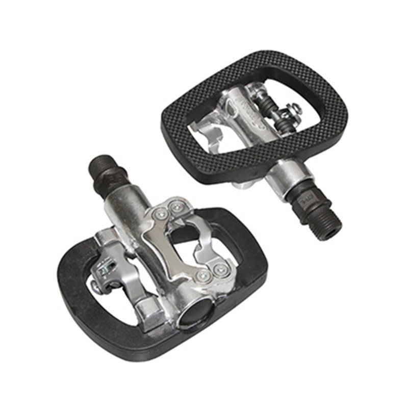 PEDALE VTT AUTOMATIQUE POLYVALENTE WELLGO PLATEFORME 1 FACE CLASSIQUE ET 1 FACE VP-SPD AVEC CALES (PAIRE)