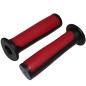 POIGNEE BMX NOIR-ROUGE BI-MATIERE L125mm AVEC COLLERETTE (PAIRE)