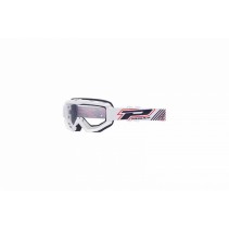 MASQUE-LUNETTES CROSS PROGRIP 3201 ATZAKI BLANC ECRAN TRANSPARENT ANTI-RAYURES-ANTI U.V. COMPATIBLE AVEC PORT LUNETTES DE VUE