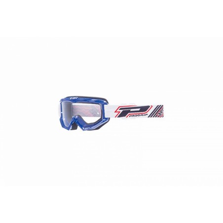 MASQUE-LUNETTES CROSS PROGRIP 3201 ATZAKI BLEU ECRAN TRANSPARENT ANTI-RAYURES-ANTI U.V. COMPATIBLE AVEC PORT LUNETTES DE VUE