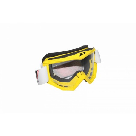 MASQUE-LUNETTES CROSS PROGRIP 3201 ATZAKI JAUNE ECRAN TRANSPARENT ANTI-RAYURES-ANTI U.V. COMPATIBLE AVEC PORT LUNETTES DE VUE