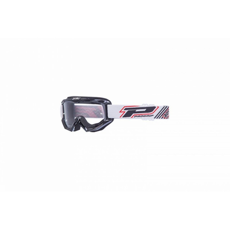 MASQUE-LUNETTES CROSS PROGRIP 3201 ATZAKI NOIR ECRAN TRANSPARENT ANTI-RAYURES-ANTI U.V. COMPATIBLE AVEC PORT LUNETTES DE VUE