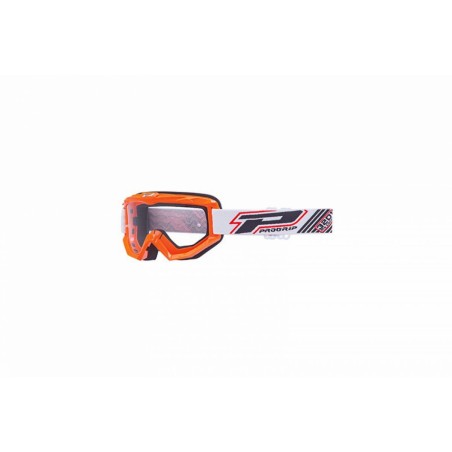 MASQUE-LUNETTES CROSS PROGRIP 3201 ATZAKI ORANGE ECRAN TRANSPARENT ANTI-RAYURES-ANTI U.V. COMPATIBLE AVEC PORT LUNETTES DE VUE