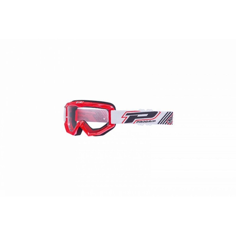 MASQUE-LUNETTES CROSS PROGRIP 3201 ATZAKI ROUGE ECRAN TRANSPARENT ANTI-RAYURES-ANTI U.V. COMPATIBLE AVEC PORT LUNETTES DE VUE