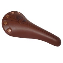 SELLE NEWTON ROUTE VINTAGE COLORI MARRON CLAIR AVEC RIVETS 278x155mm RAIL ACIER