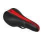 SELLE DDK ENFANT MISSION NOIR DECO ROUGE-ARGENT 240x160mm RAIL ACIER NOIR