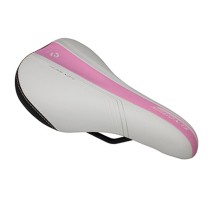 SELLE DDK ENFANT MISSION BLANC DECO ROSE-ARGENT 240x160mm RAIL ACIER NOIR