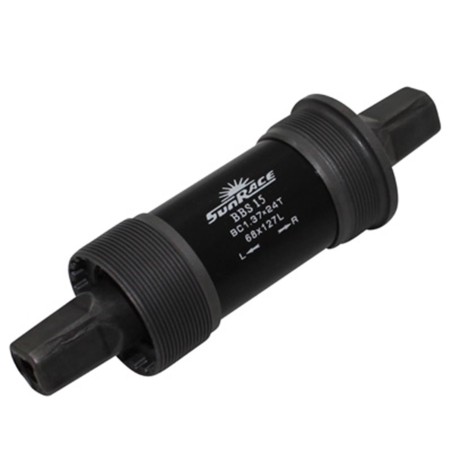 BOITIER PEDALIER SUNRACE CARRE BBS 127mm (boite de 68) CUVETTES ACIER FILETAGE ANGLAIS - BSC - 1,37x24