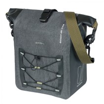 SACOCHE ARRIERE VELO LATERALE BASIL NAVIGATOR CYCLOTOURISTE WATERPROOF 12-15L NOIR FIXATION MIK SIDE SUR PORTE BAGAGE