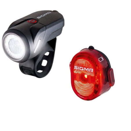 ECLAIRAGE VELO RECHARG.USB AV AR SIGMA LED AURA 35 FL/NUGGET II NOIR