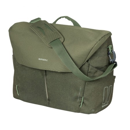 SAC VELO BASIL B-SAFE VERT FONCE WATERPROOF 17L FIXATION LATERAL SUR PORTE BAGAGE SYSTEME CROCHET HOOK POUR PORTABLE 16" 