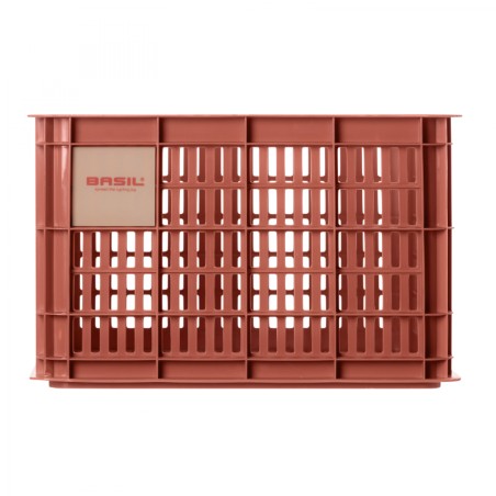 PANIER - CAISSE PLASTIQUE RECYCLE BASIL ROUGE TERRE 29L AVANT-ARRIERE