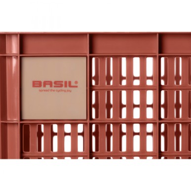 PANIER - CAISSE PLASTIQUE RECYCLE BASIL ROUGE TERRE 29L AVANT-ARRIERE