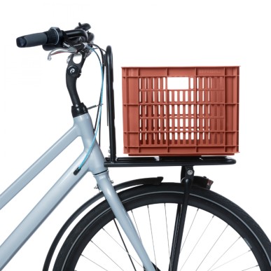 PANIER - CAISSE PLASTIQUE RECYCLE BASIL ROUGE TERRE 29L AVANT-ARRIERE