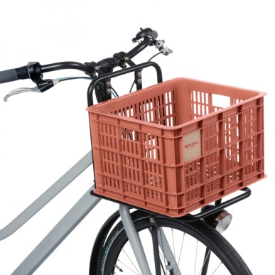 PANIER - CAISSE PLASTIQUE RECYCLE BASIL ROUGE TERRE 29L AVANT-ARRIERE