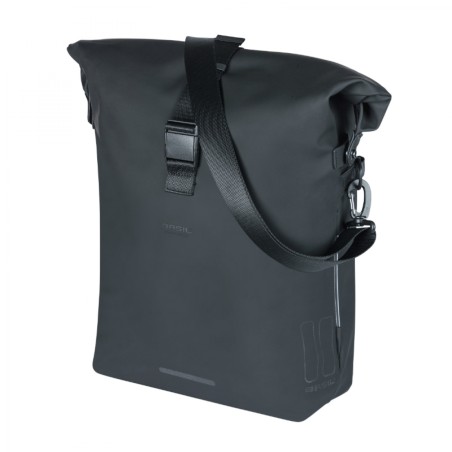 SACOCHE ARRIERE SAC A DOS VELO LATERALE BASIL SOHO 17L NOIR FIXATION PORTE BAGAGE AVEC SYSTEME MIK SIDE (31x16x37cm) AVEC