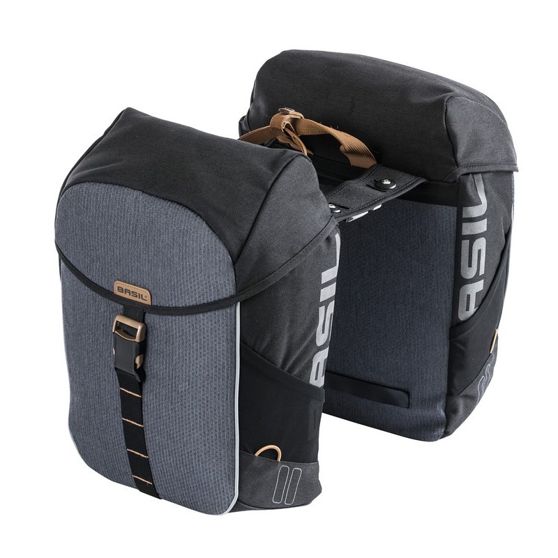 SACOCHES BASIL MILES POLYESTER IMPERMÉABLE NOIRES/GRISES 34L - 17760 - 8715019177606