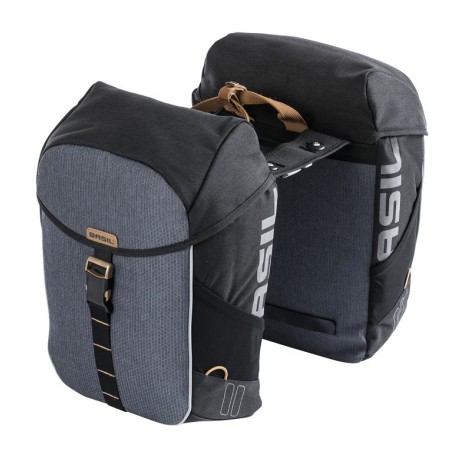 SACOCHES BASIL MILES POLYESTER IMPERMÉABLE NOIRES/GRISES 34L - 17760 - 8715019177606